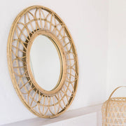 Espejo decorativo étnico de rattan
