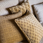 Vintage yellow velvet sofa cushion