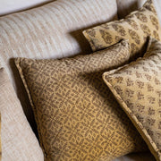 Vintage yellow velvet flower cushion