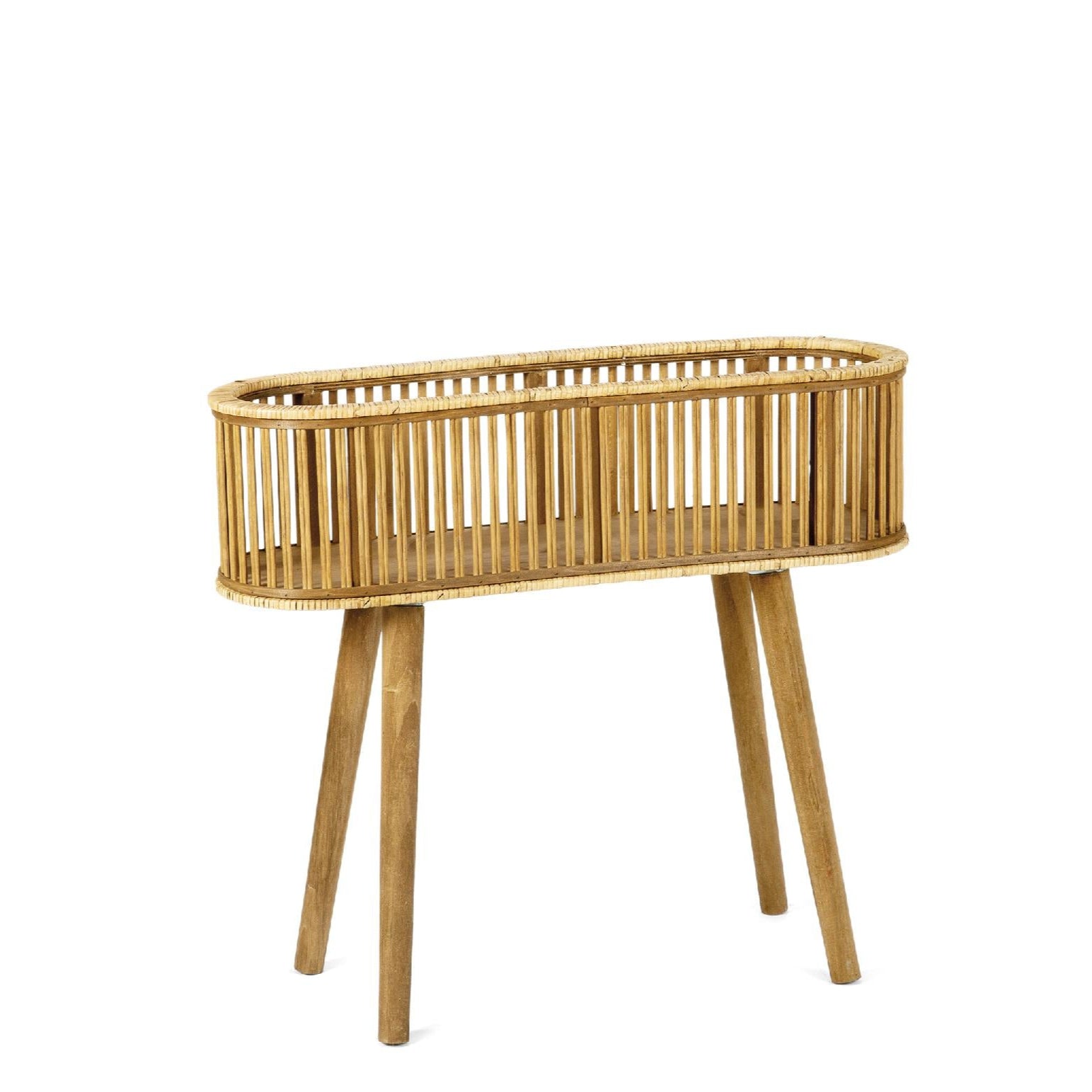 Bamboo and rattan floor planter
