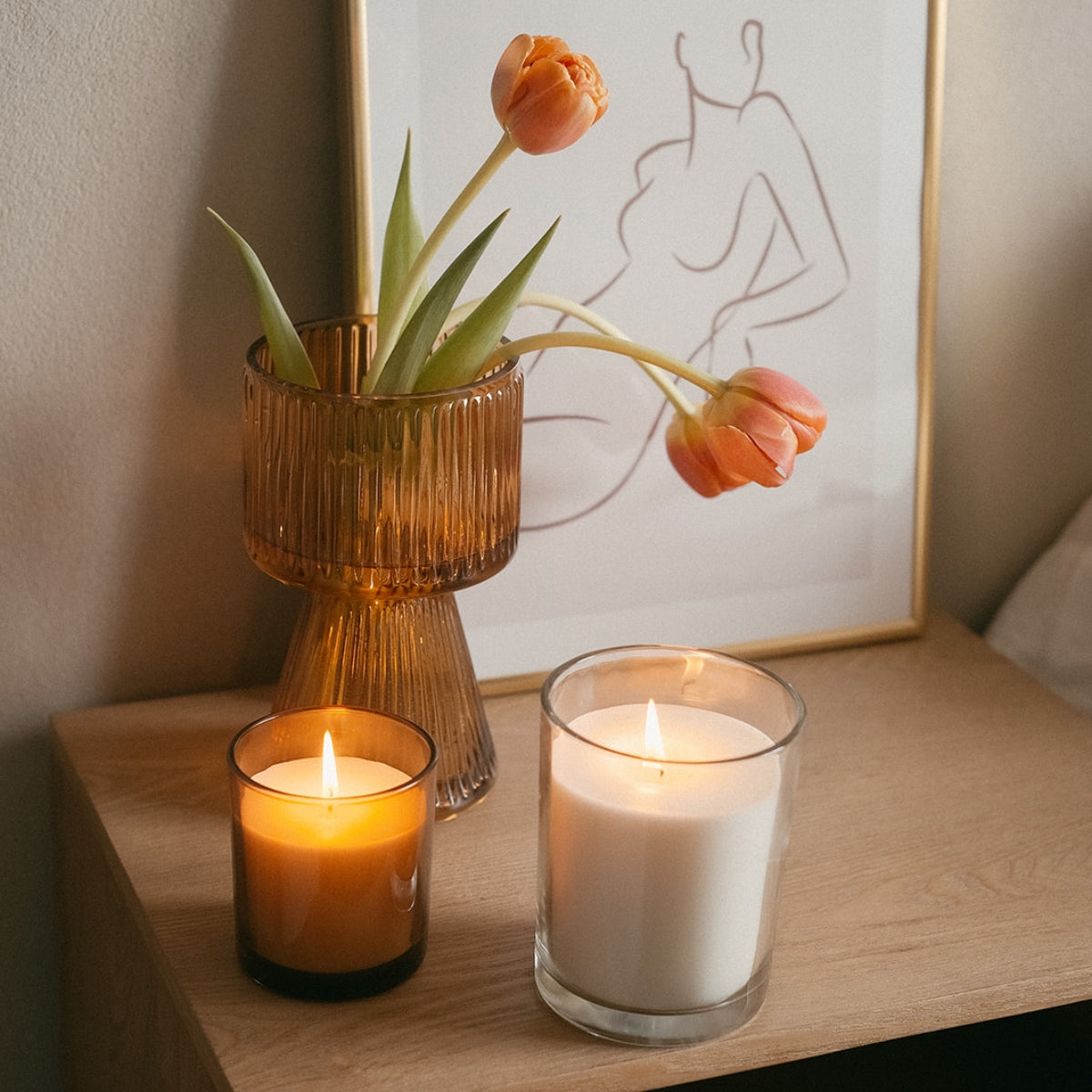 Scented candle in a 12cm glass jar