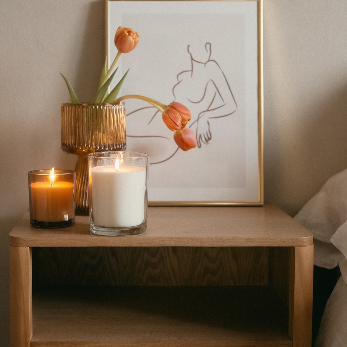 Scented candle in a 12cm glass jar