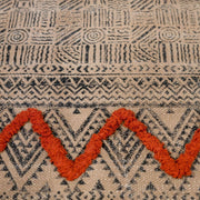 Alfombra étnica de salón beige de algodón