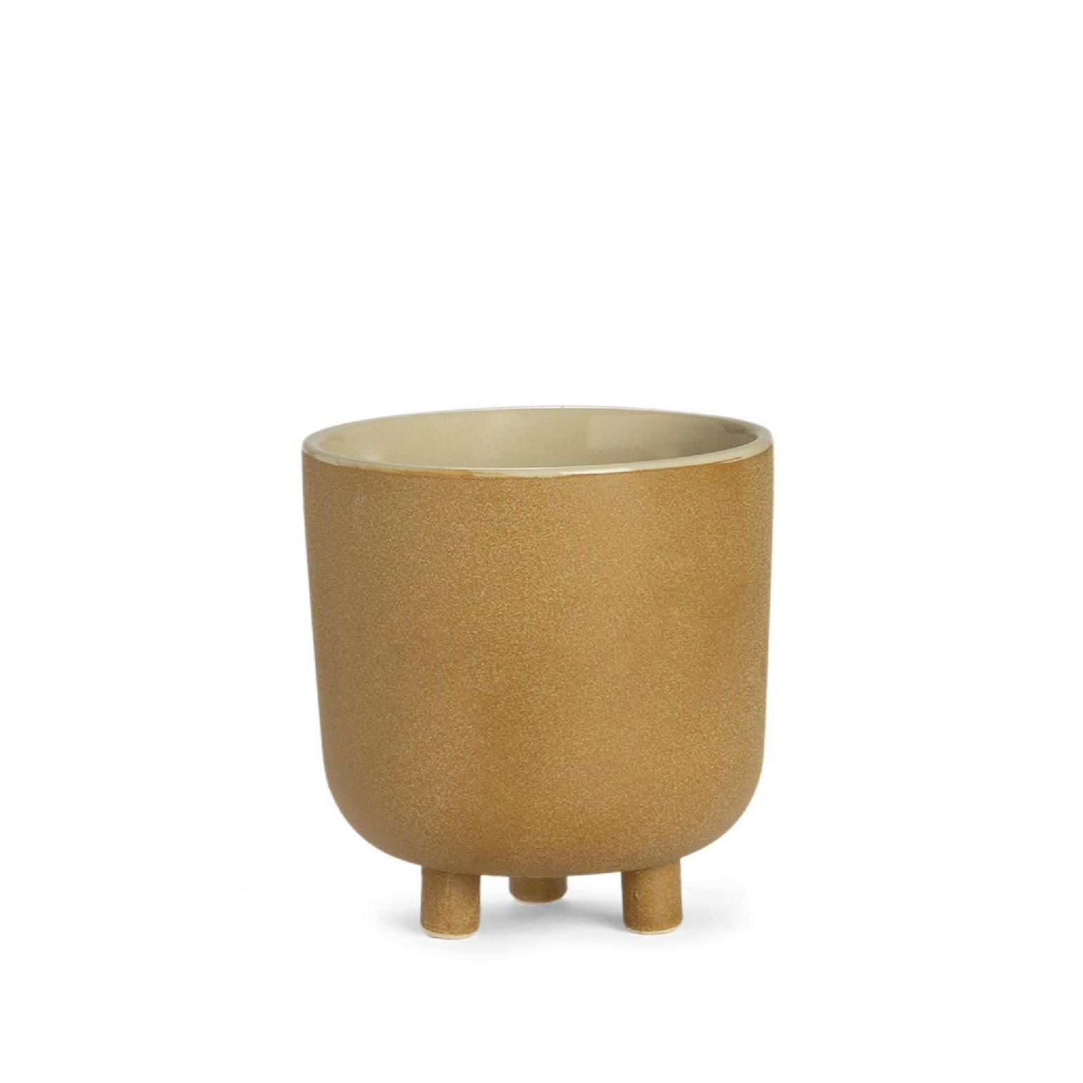Beige ceramic tabletop pot 18cm