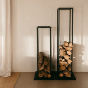 Industrial black metal firewood rack 115cm 