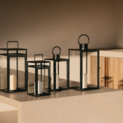 Black industrial metal candle holder with round handle 54cm