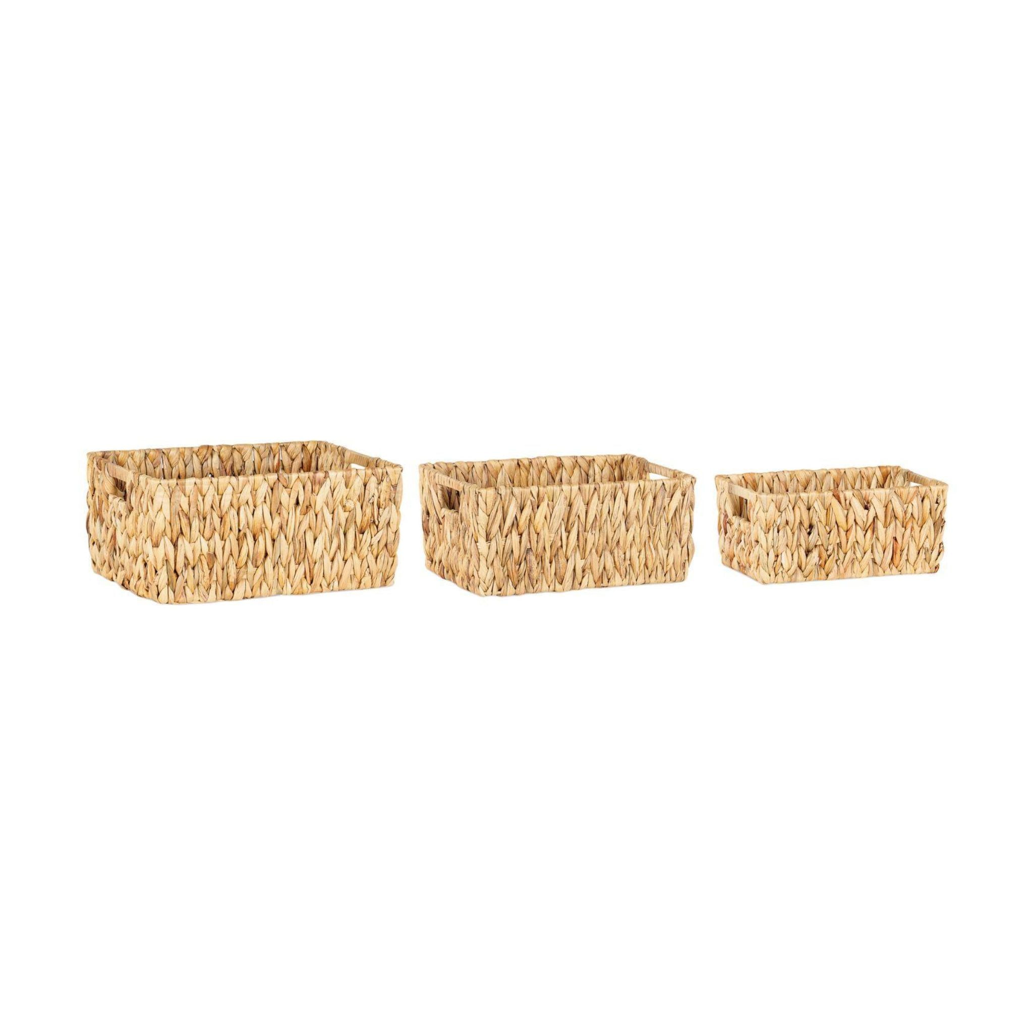 Set de 3 cestas de fibra natural trenzada