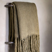 Green wool blanket for sofa