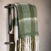 Green plaid wool blanket for sofa