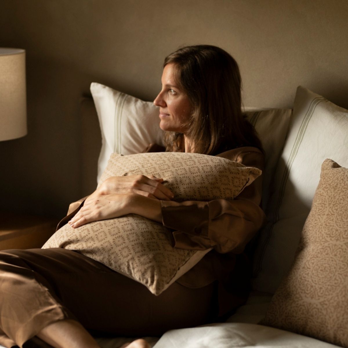 Brown cotton sofa cushion