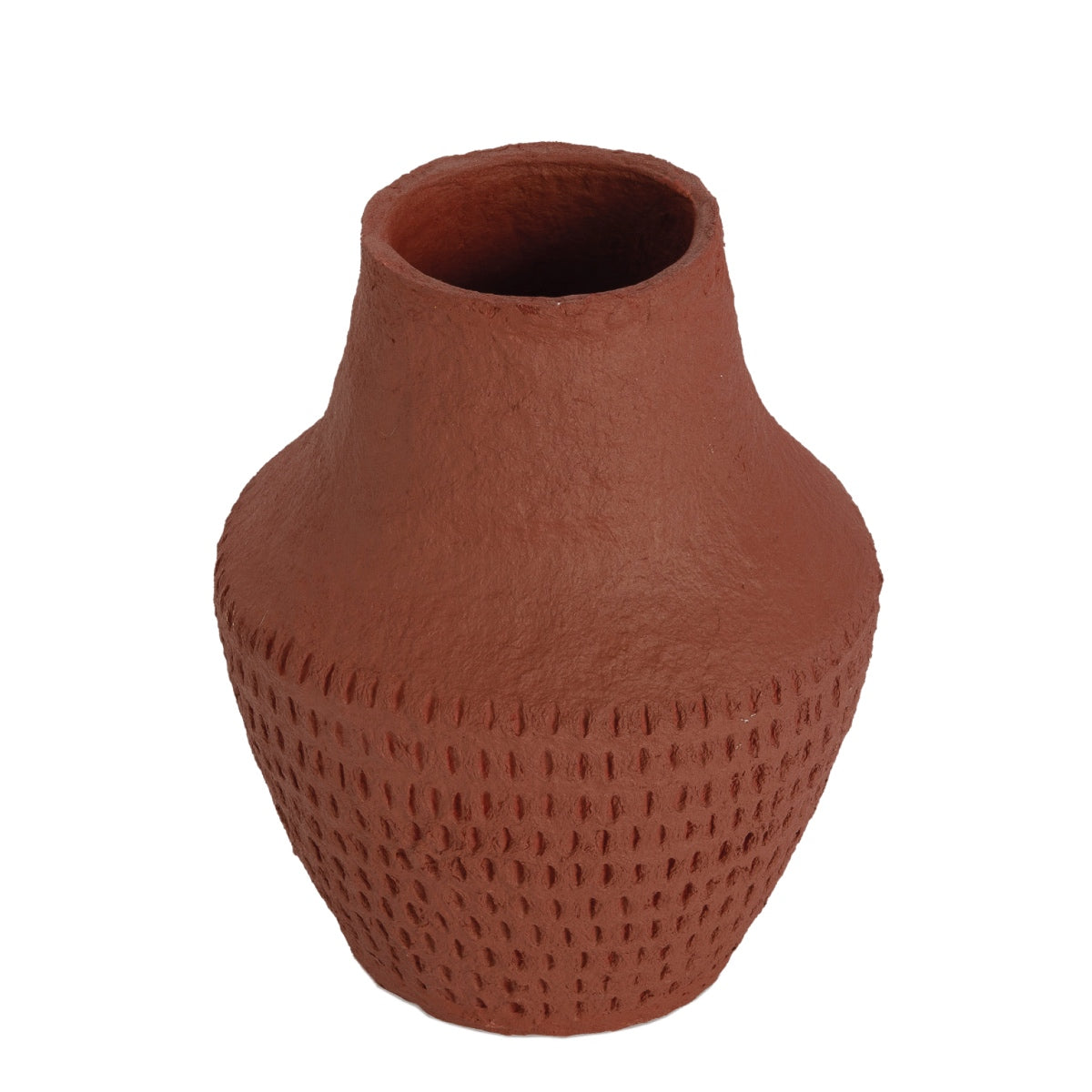 Red cotton mache vase