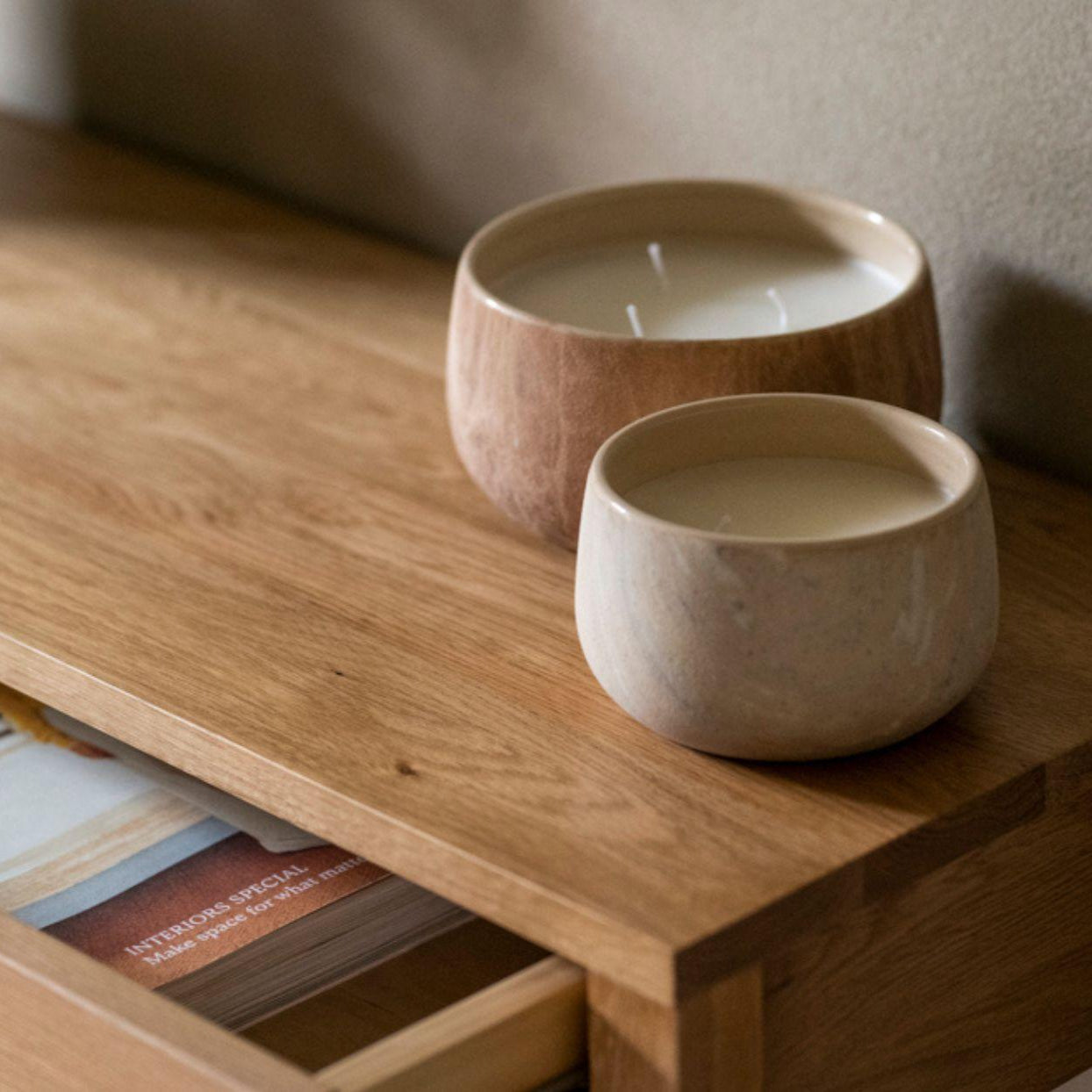 Brown ceramic candle