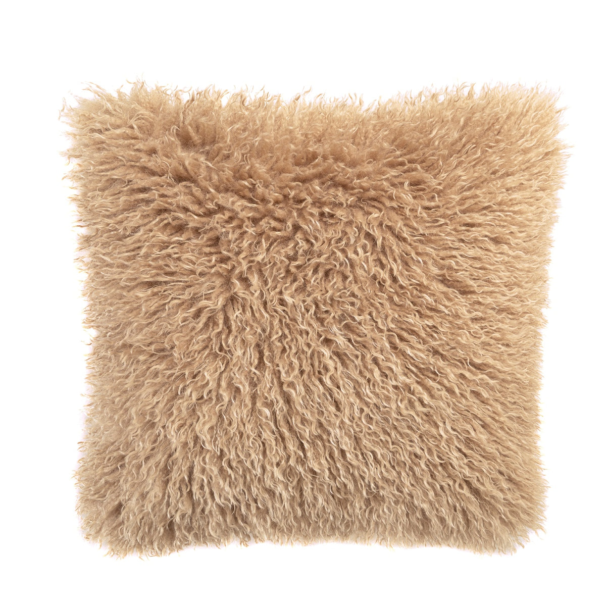 Cojín cuadrado beige de pelo Mongolian 50x50