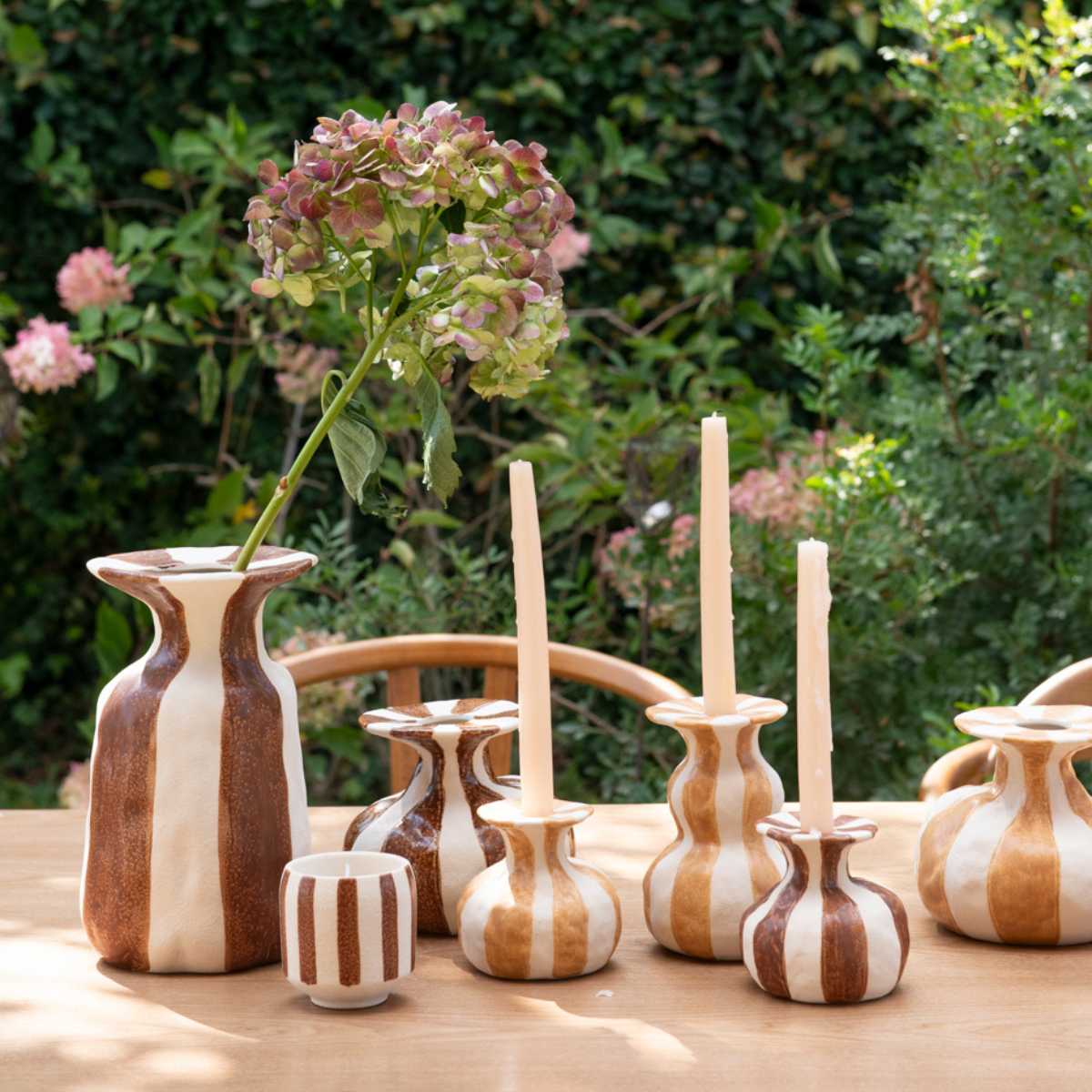 Jarrón de rayas de cerámica Puglia 26 cm