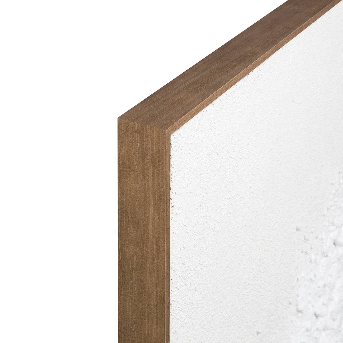 Detalle del marco de madera del cuadro abstracto Lusaka