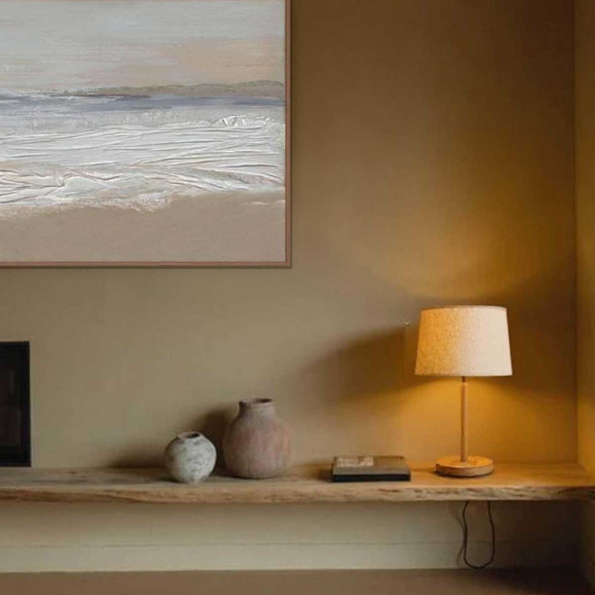 Cuadro abstracto paisaje playa colgado en pared