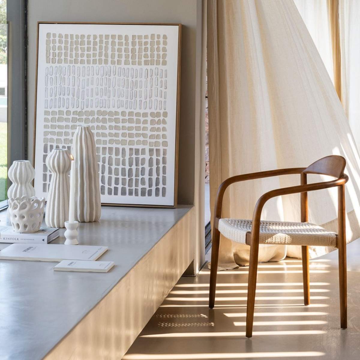 Jarrón decorativo de gres Kaduna blanco 48,5 cm