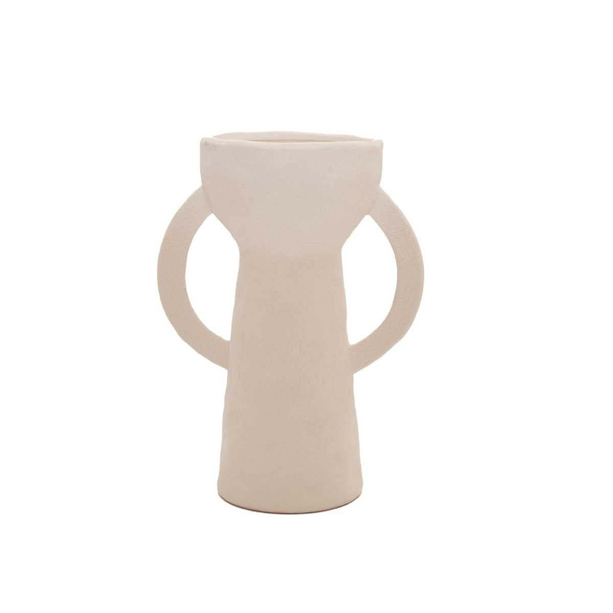 Jarrón decorativo de gres Dulia blanco 28 cm