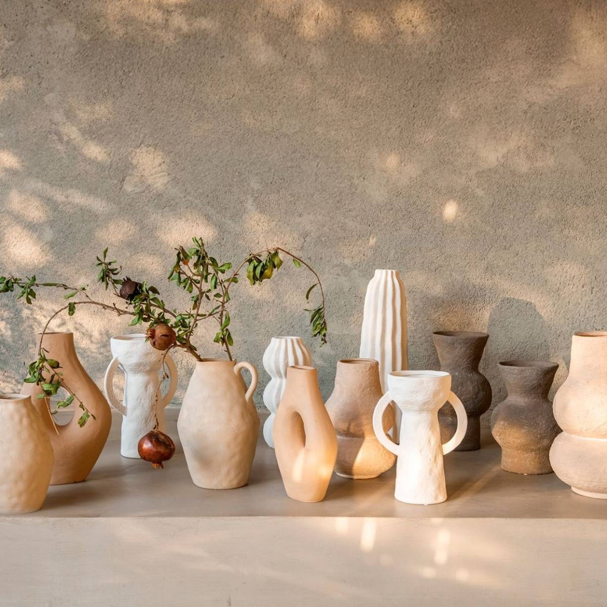 Jarrón decorativo de gres Dulia blanco 28 cm