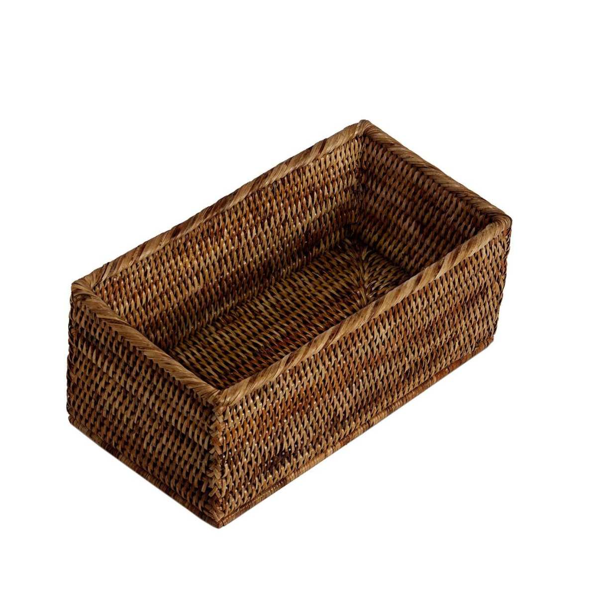 Cesta de organización de ratán marrón