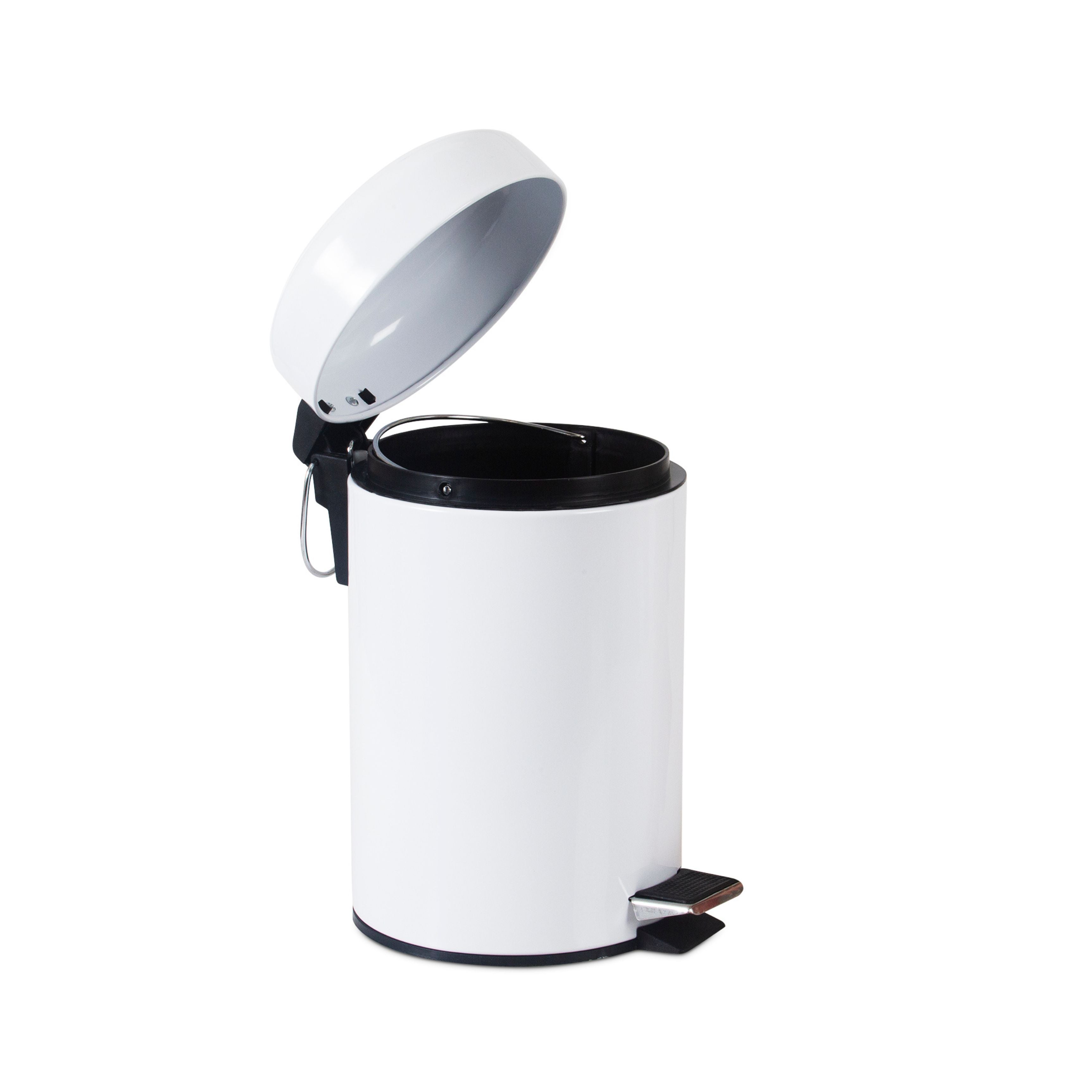 Papelera de baño blanca de metal