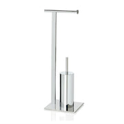 Silver metal toilet roll holder with brush