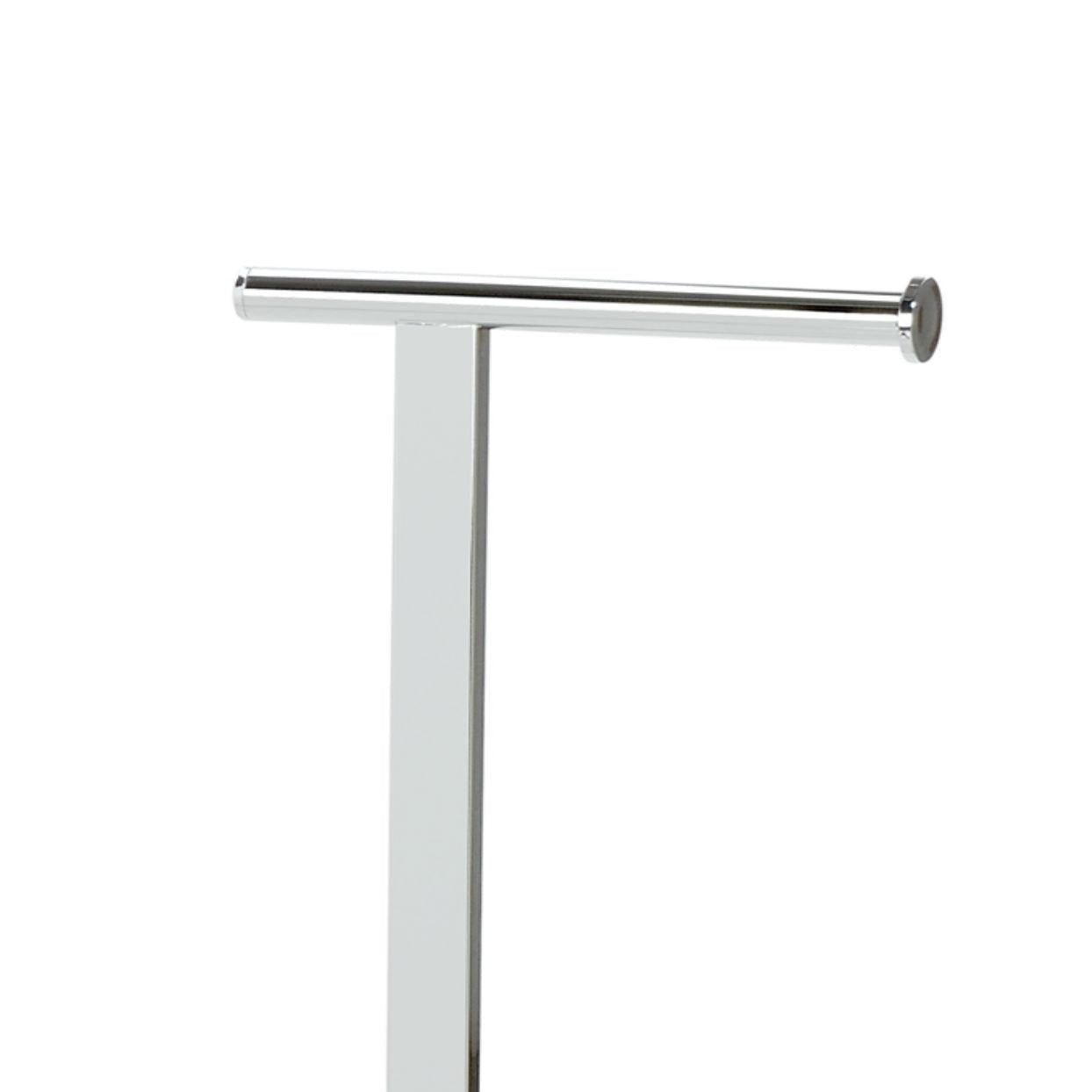 Silver metal toilet roll holder with brush