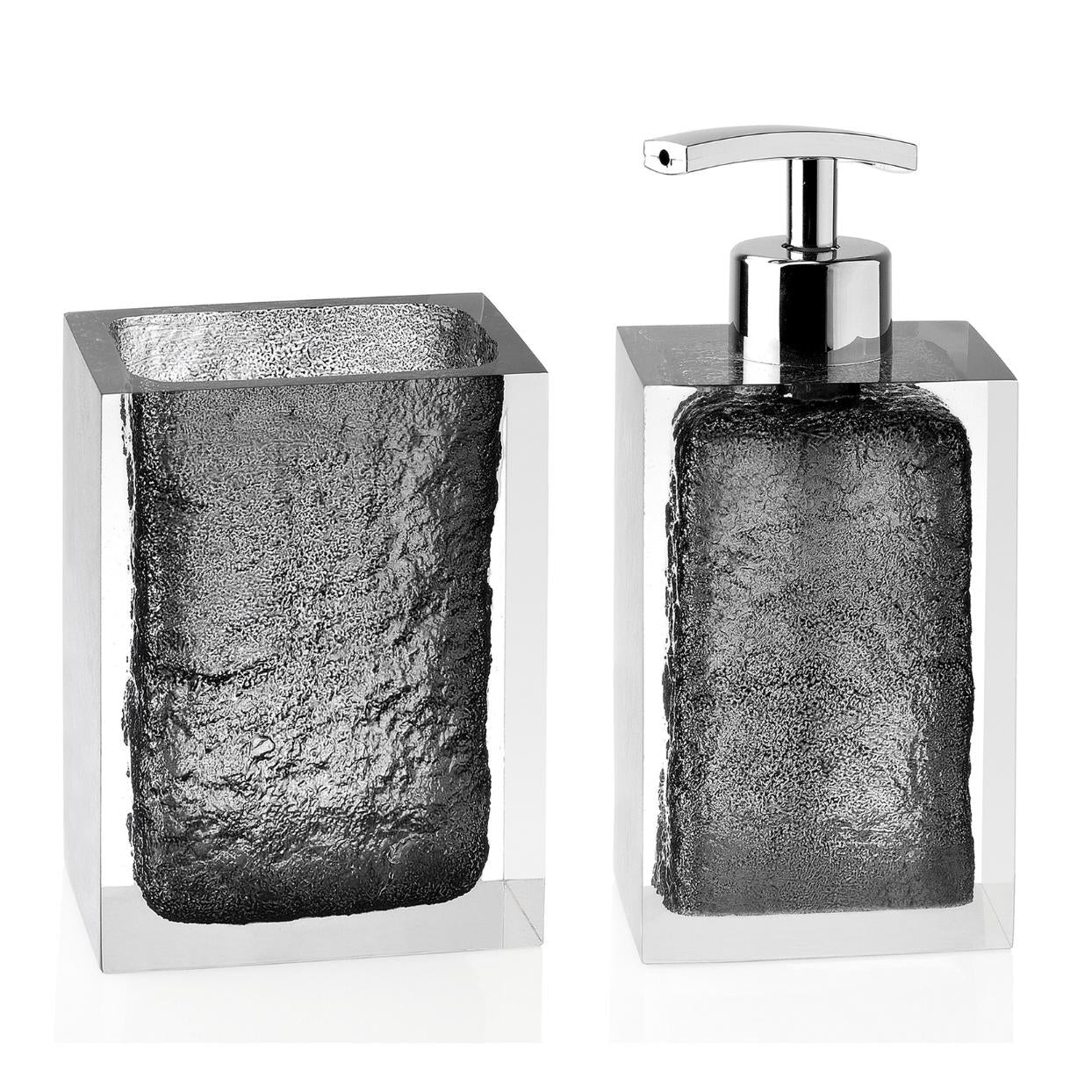 Black resin bathroom dispenser