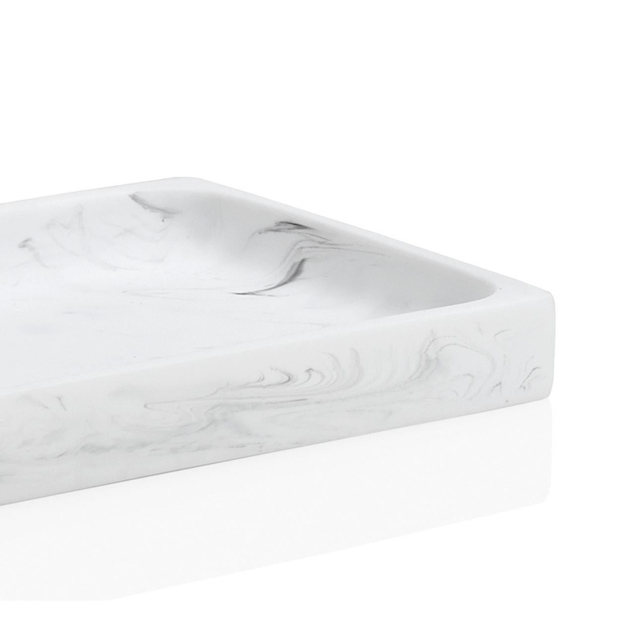 Bandeja de cuarto de baño de mármol blanca