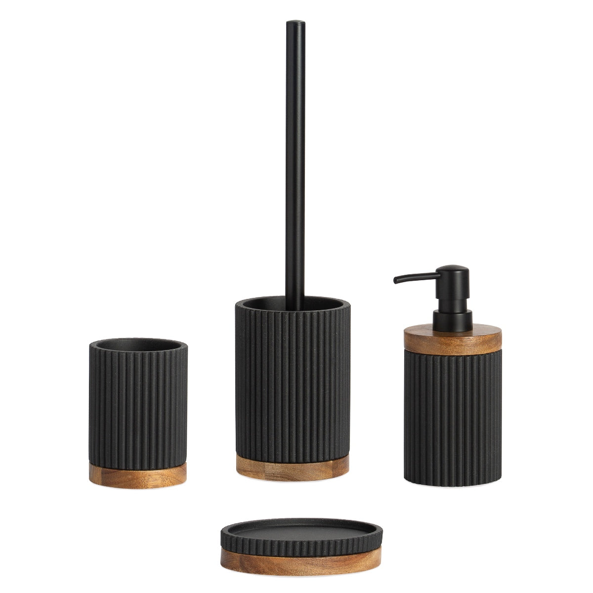 Dispensador de baño de madera y resina negro