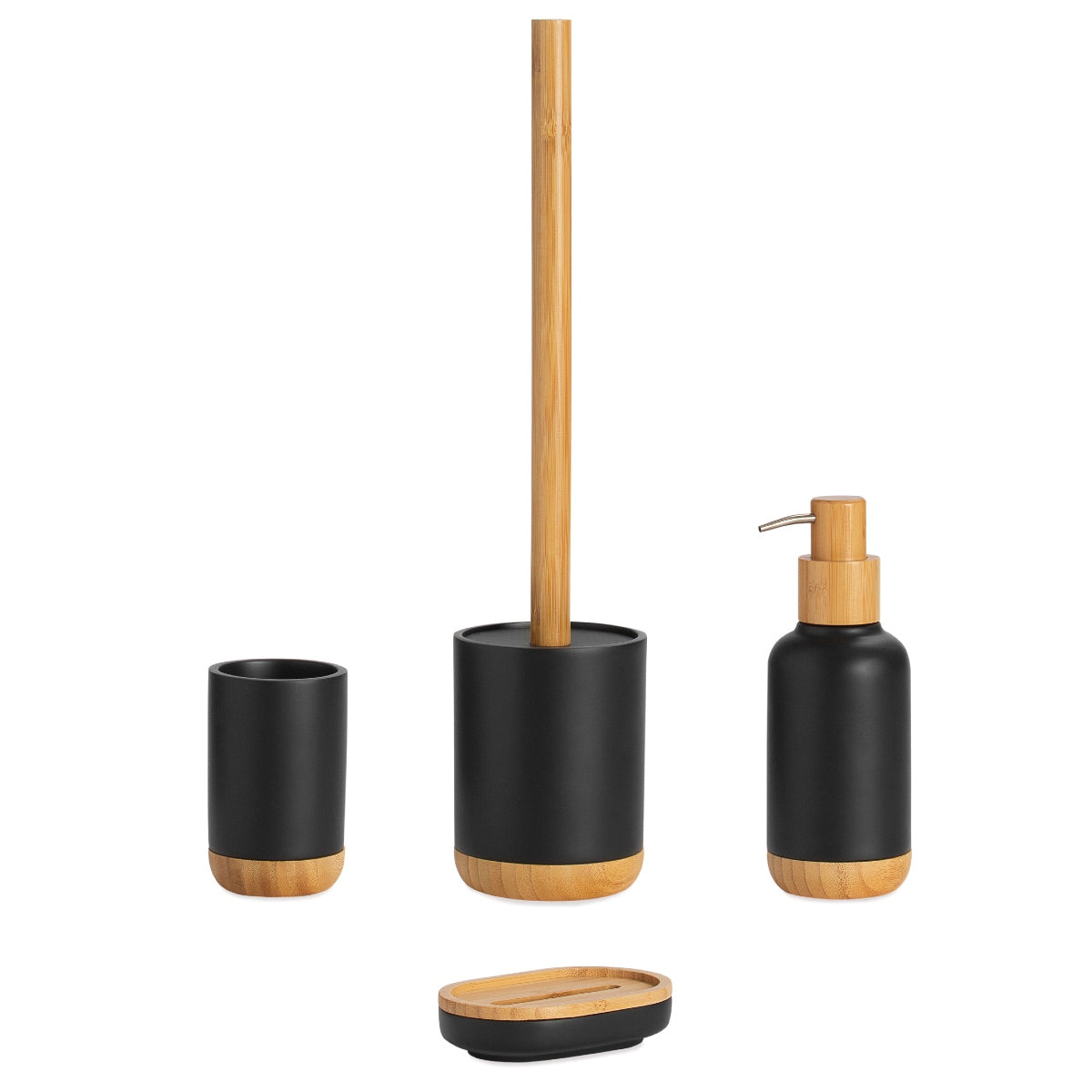Dispensador de baño de bambú nórdico negro