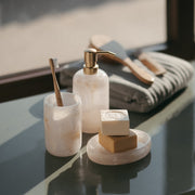 Classic white mother-of-pearl effect bathroom toothbrush holder