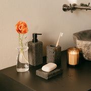 Dispensador de baño de mármol travertino negro