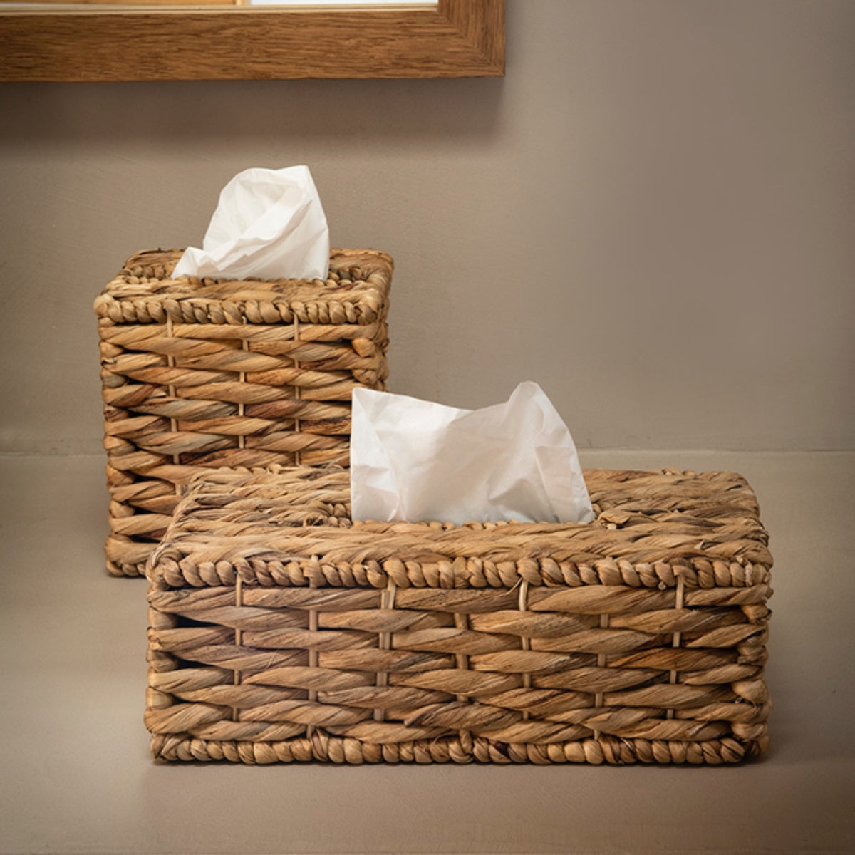 Square natural fiber tissue box