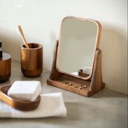 Wooden jewelry mirror with tray