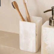White marble bathroom toothbrush holder
