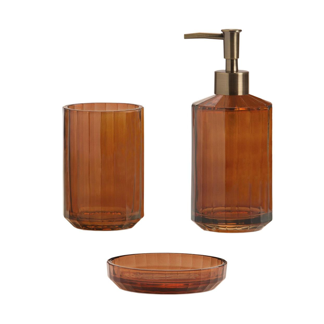 Dispensador de baño de cristal marrón