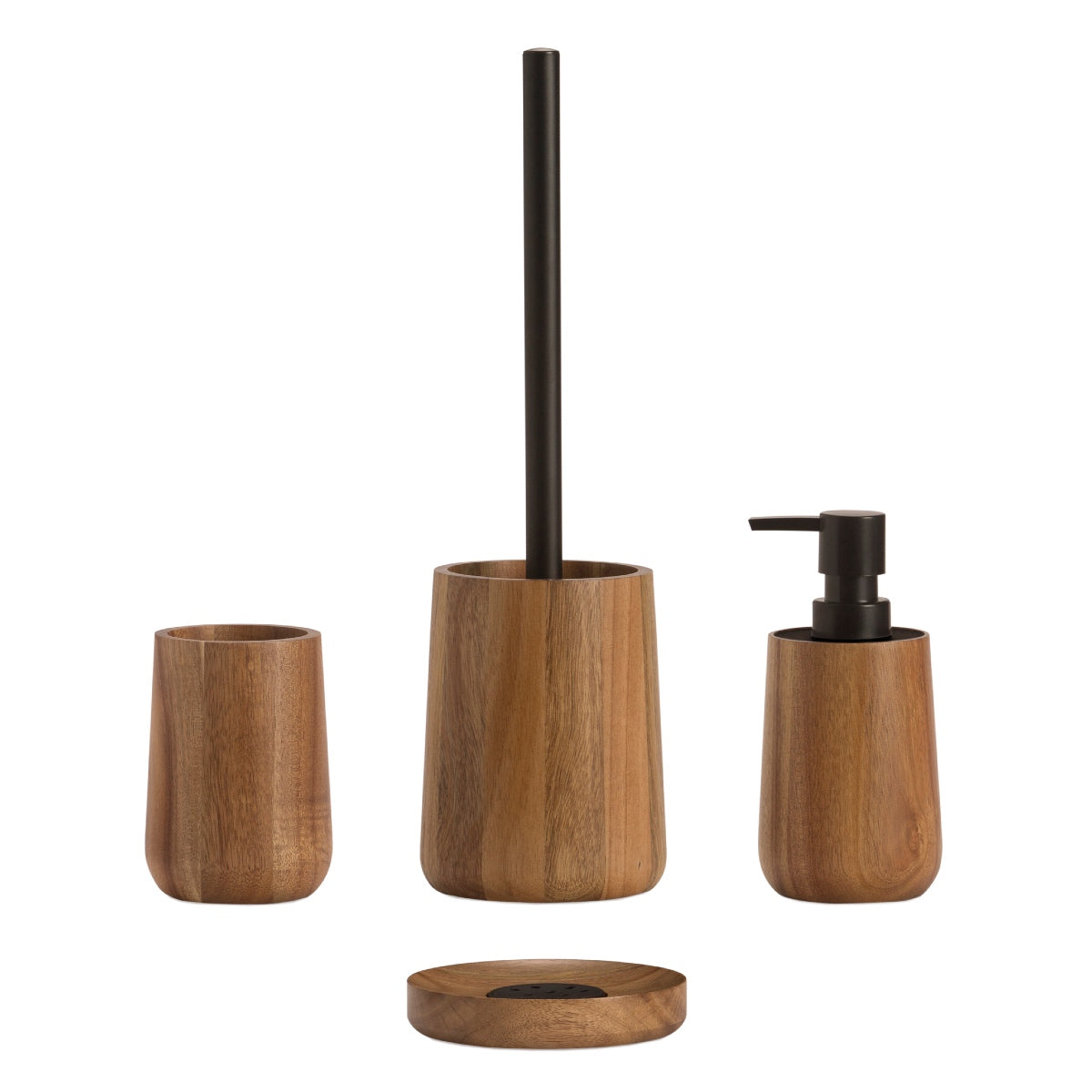 Portacepillos de madera de acacia marrón