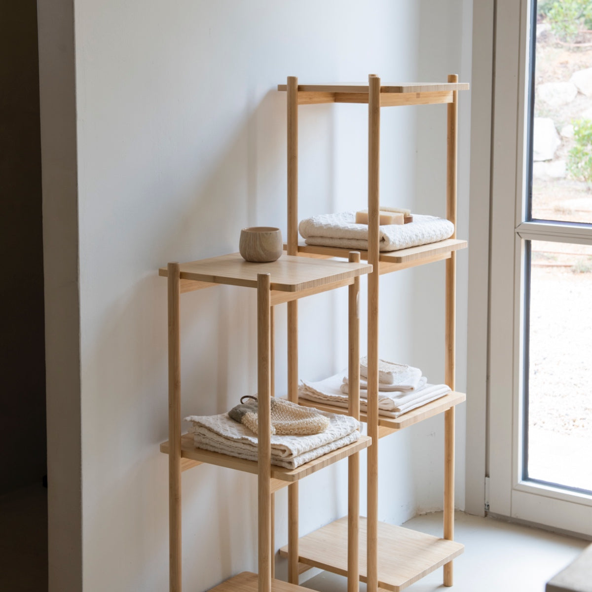 Estantería de baño de bambú con 3 estantes