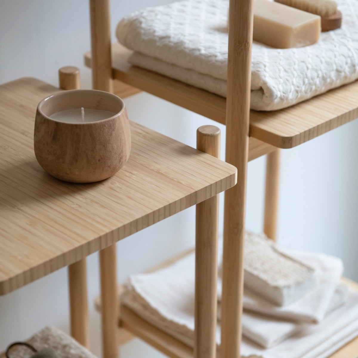Estantería de baño de bambú con 3 estantes