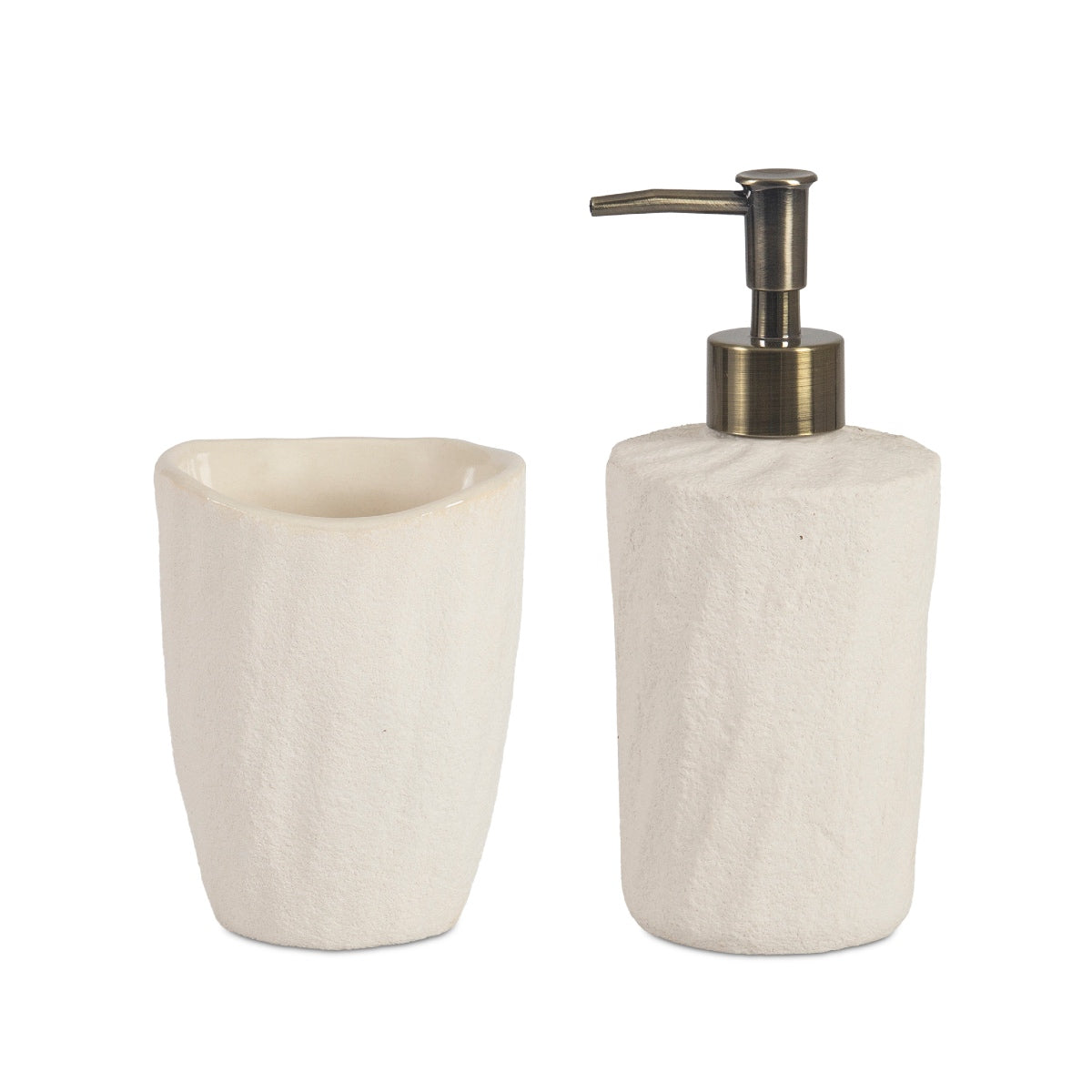 Portacepillos de baño beige de cerámica Sand