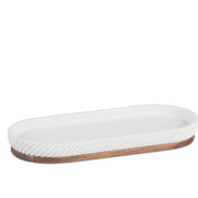 Bandeja blanca de resina y madera