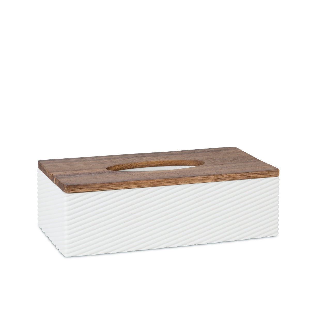 Portapañuelos poliresina y madera de acacia