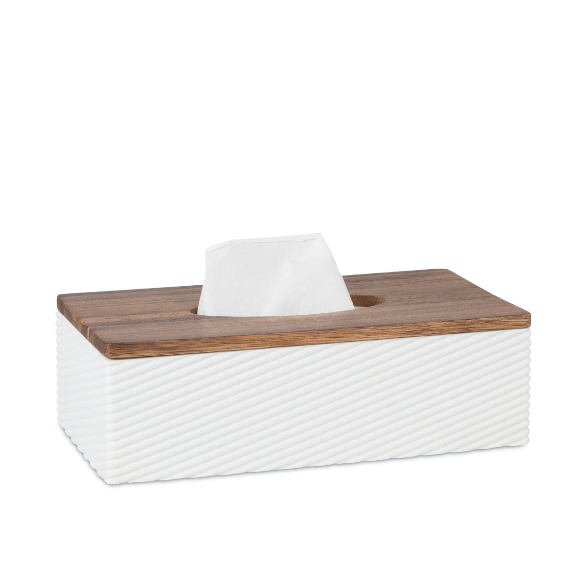 Portapañuelos poliresina y madera de acacia