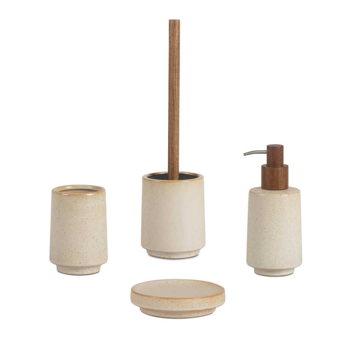 Portacepillos de cerámica beige Kala