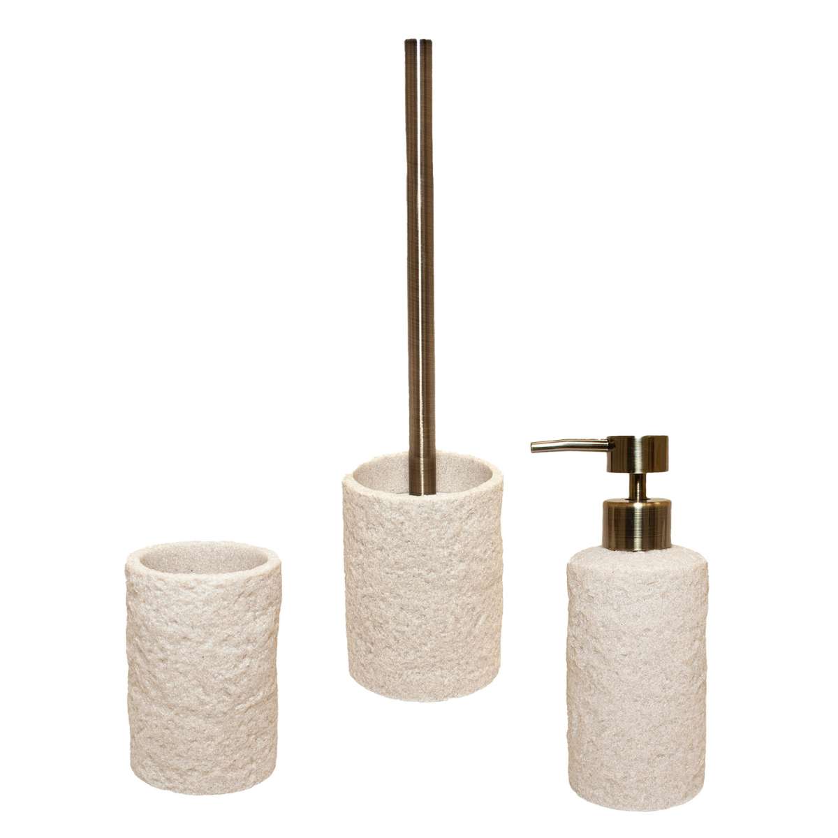 Dispensador, portacepillos y escobilla de baño textura
