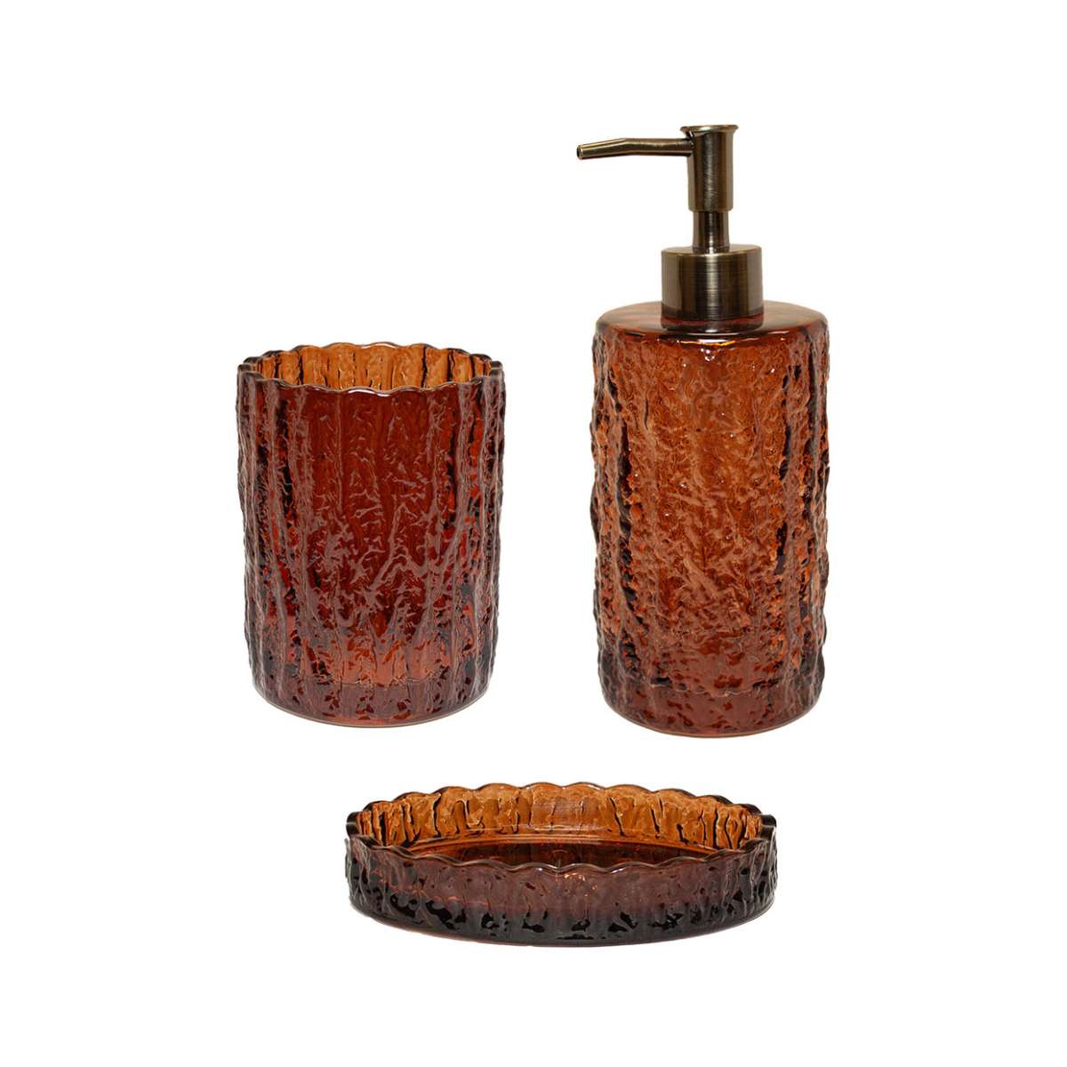 Dispensador de jabón de vidrio vintage marrón