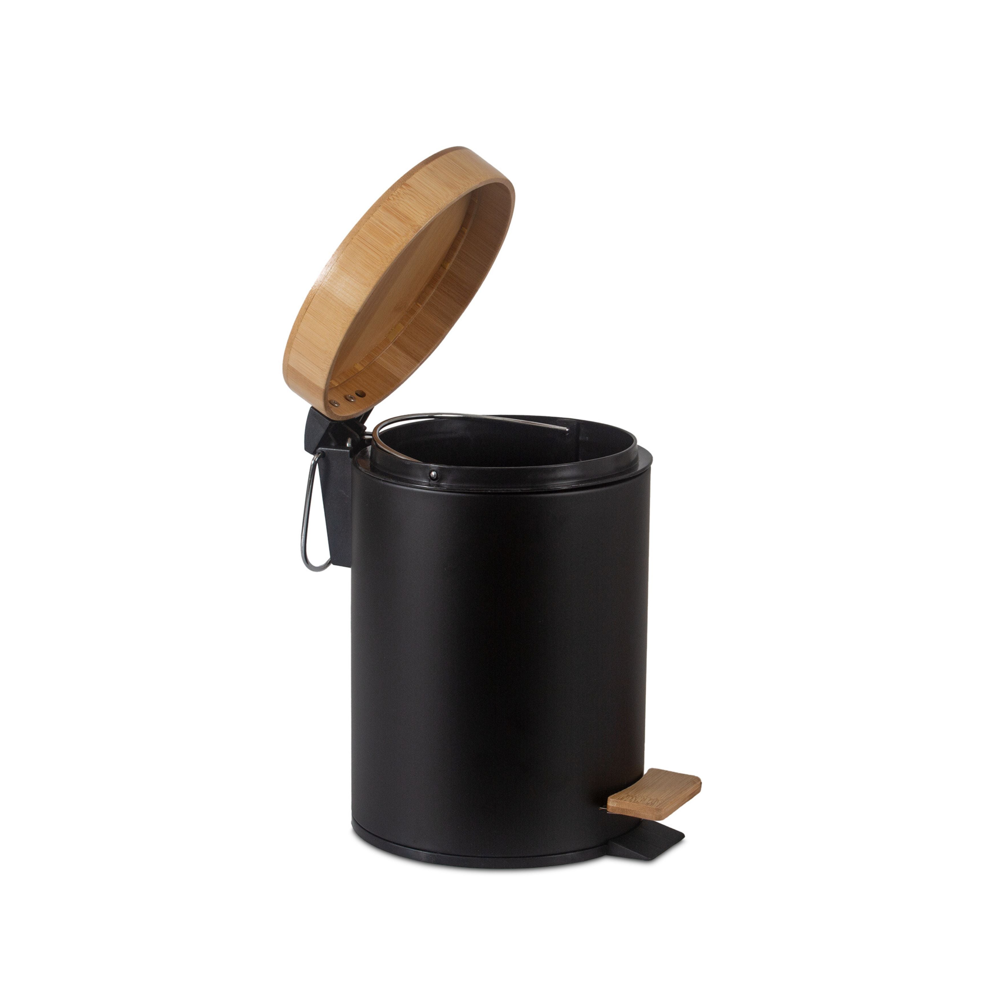 Papelera de baño negra de metal moderna
