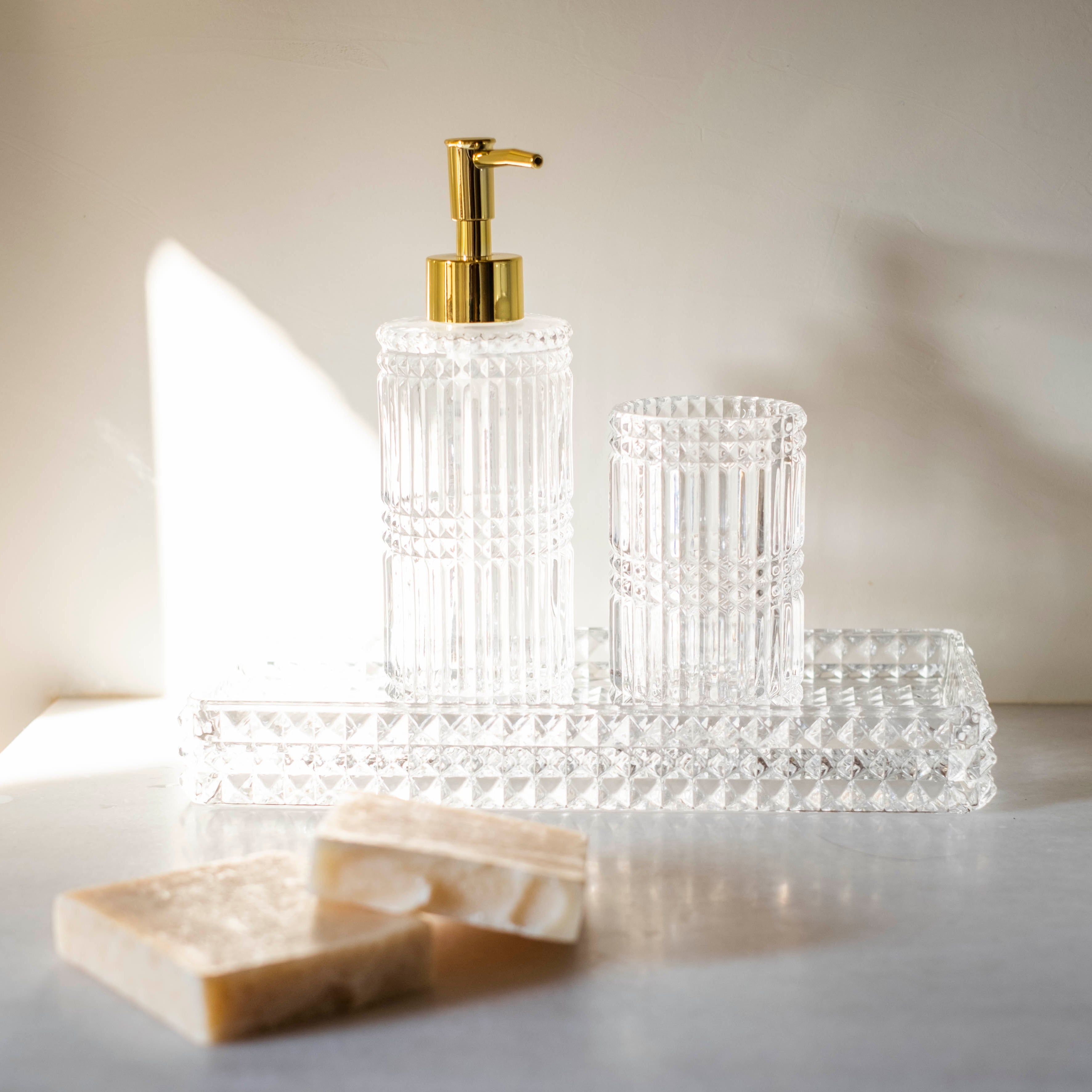 Classic gold glass bathroom dispenser