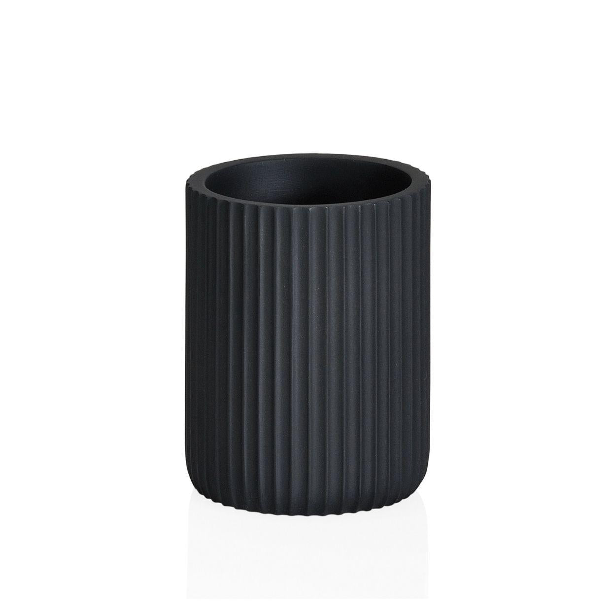Black resin bathroom toothbrush holder